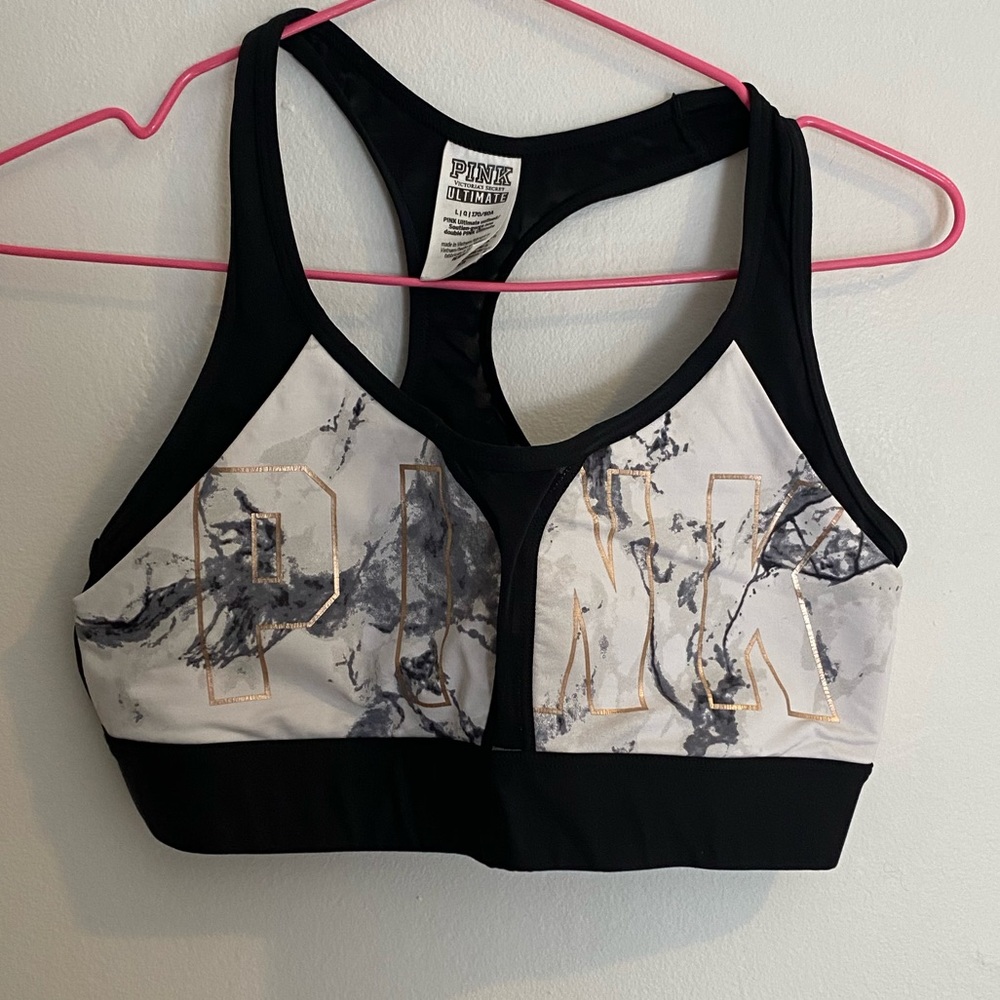 Victoria’s Secret pink sports bra marble